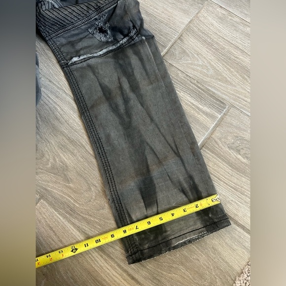 Rock Revival Armory Biker Faded Gray Distressed
Embellished Jeans - Picture 13 of 17